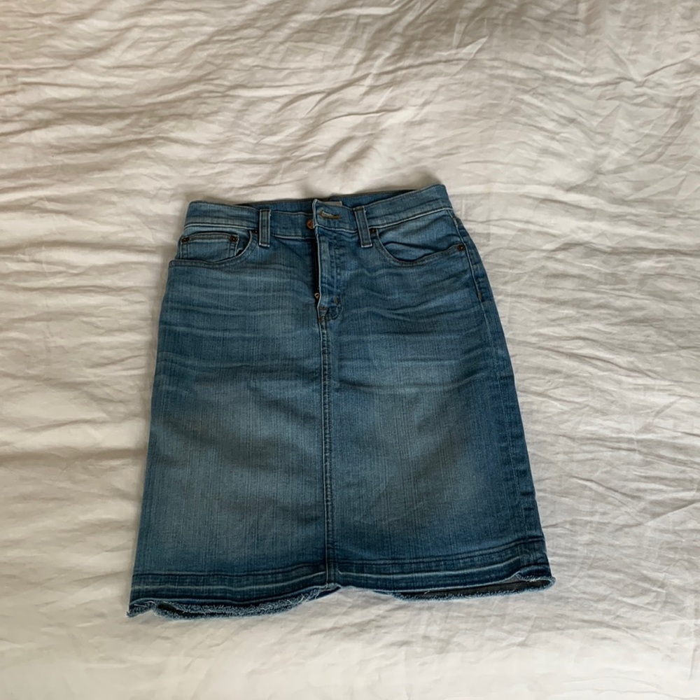 J crew high rise stretch denim pencil skirt